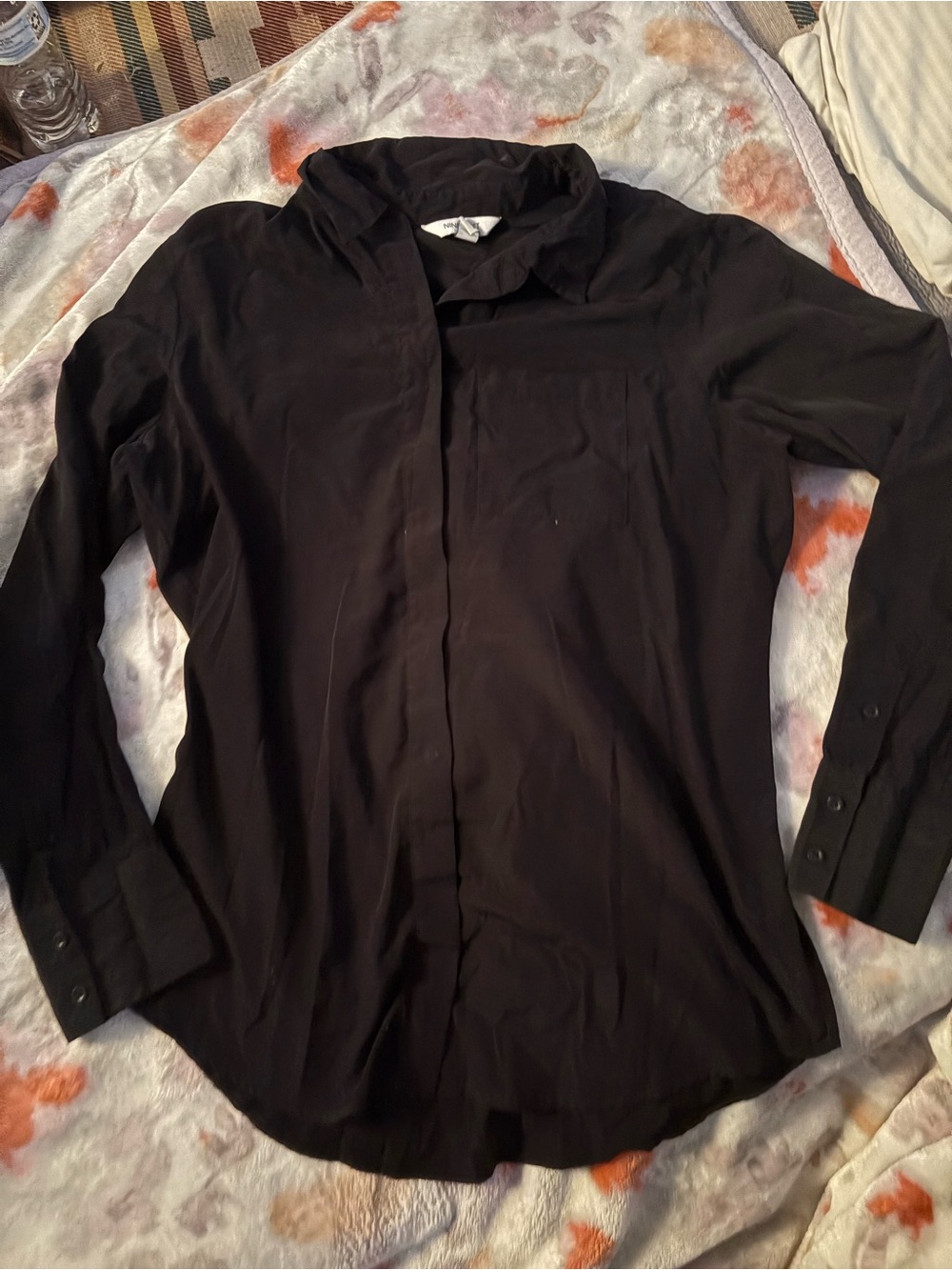 Nine West Black Button-Down Collared Women's Shirt